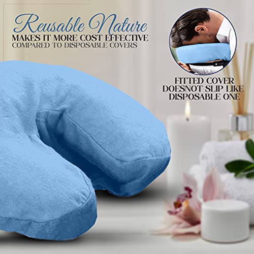 LONDON LINENS Pack of 10, Premium Extra Thick 100% Cotton Flannel Massage Tables Face Cradle Covers Cozies Fitted - Includes 10 pcs (Baby Blue) - color: Baby Blue, size: 10