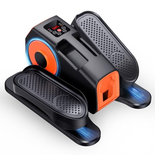 Under Desk Elliptical Machine, 2-in-1 Electric Leg Exerciser for Seniors, Quiet & Compact Pedal Exerciser with Remote, 12 Speed Elliptical Exercise Machine for Home Office - color: orange-black