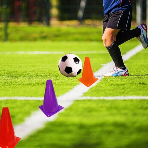 12Pcs Plastic Traffic Cones Mini Sport Cones for Basketball Football Drills, Indoor Outdoor Games Activity Festive Events - 7 Inch Orange Plastic Cones - color: Multicolor