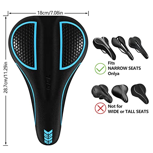 Bike Seat Cushion Gel Padded Bike Seat Cover Extra Soft Comfy for Men Women Comfort,with Peloton Stationary, Exercise, Mountain Bikes, Road & Electric - color: Blue
