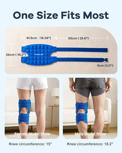 Knee Ice Pack Wrap for Pain Relief, 120-Min Long-Lasting & No Condensation | Ice-Grid Even Cooling Design, Reusable Gel Cold Therapy for Injuries, Knee Replacement Surgery, Swelling, ACL, Meniscus Tear