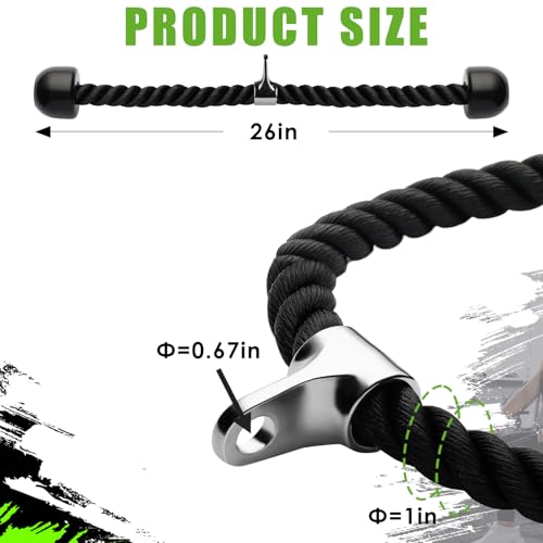Double D Row Handle LAT Pulldown Attachments, 1.3 Inch Diameter Big Comfort Rubber Grip V Bar Attachmentt for Cable Machine Home Gym Accessory - color: Double D&Tricep Rope