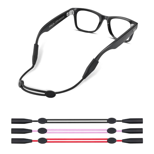 Glasses Strap for Ray-Ban Meta and Wide Frame Glasses–Adjustable Sunglasses Straps Cords for Men Women kids-Eye Glasses Holders Around Neck, Eyewear String Lanyard(3pcs 14in Black/Purple/Red) - color: 3pcs Black/Purple/Red