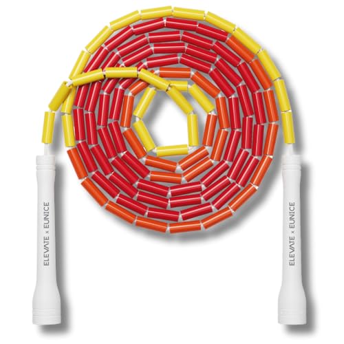 Pro-Grade Beaded Jump Rope for Beginners - color: Red/Orange/Yellow/White