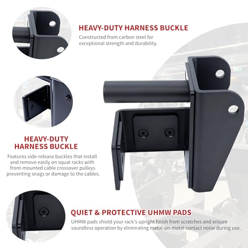 MARLANG Power Rack Attachments Safety Straps Squat Rack Attachments Fit 3x3 Power Rack for Row Deadlift Bench Press Hip Thrust Chest Press and More - size: 2"x2" Post,1" Hole diameter,Straps Length 47.24"