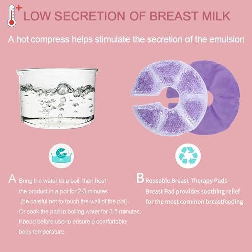Breast Therapy Pads, Hot Cold Breastfeeding Gel Pads | Breastfeeding Essentials and Postpartum Recovery, Nursing Breast Pads Pain Relief for Mastitis
