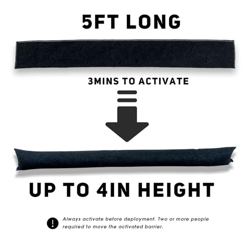 5FT Water Activated Flood Barriers for Home Door, Sandless Sand Bags for Anti Flood Control | Alternative Sandbag for Rain Protection, Absorbent Prevention for Garage & Basement (2-Pack) - size: 5FT(2-PACK)
