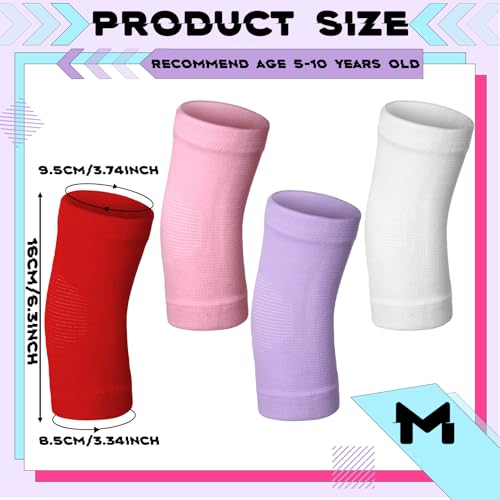 Lenwen 4 Pairs Kids Elbow Brace Compression Arm Elbow Sleeve Knit Guard Gym Protectors for Boys Teen Children Girls Basketball Volleyball Tennis Cycling(5-10 Years,Light Pink, Red, White, Purple) - color: Light Pink, Red, White, Purple, size: 5-10 Years