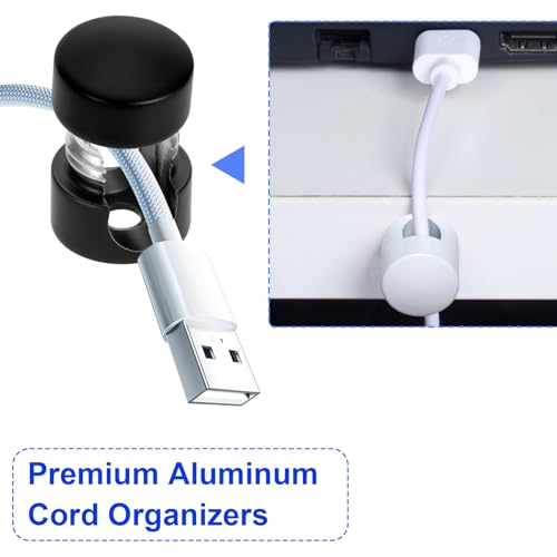 SmallCat 3 Sets Charger Holders for Cords, Adjustable Cable Anchor Holders, Adhesive Metal Cord Clips, Cable Management Wire Organizers for Desk, Office, Nightstand - Matte Black, White, Rose Gold - color: Matte Black, White, Rose Gold, size: 3 Sets