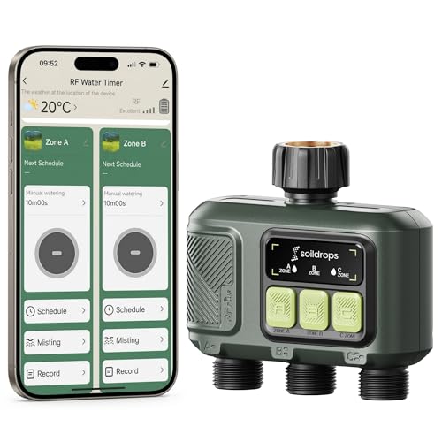 WiFi Water Timer, Hose Timer 984ft Long Range RF with Gateway, App Control, 8-Month Battery, Weather Delay, 3/4" Smart Irrigation Controller - style: 3-Zone