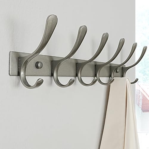 SKOLOO Coat Rack Wall Mounted - 6 Hooks, Heavy Duty, Stainless Steel, Metal Wall Hangers, Sturdy Coat Hooks for Hanging Coats, Jacket, Clothes, Hat, Matte Grey - color: Matte Grey, size: 6 Hook(1 Pack)