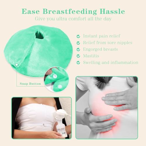 Hot/Cold Breast Gel Ice Packs Breast Cooling/Heat Pads Relief for Breastfeeding, Nursing Pain, Mastitis, Engorgement, Swelling, Plugged Ducts | Boost Milk Let-Down & Production,2 Pack (Green) - color: Green