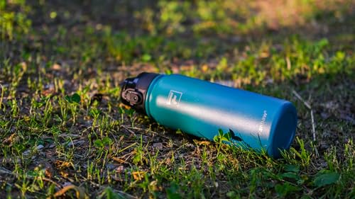 Fanhaw 20 oz Insulated Stainless Steel Water Bottle with Anti-Dust Chug Lid & Carabiner Lid, Leakproof Vacuum Metal Bottle for Kids, Teens & Adults, Back to School Essentials (Green Pink) - color: Green Pink, style: 20 Ounces - 2 Lids