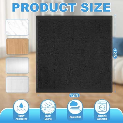 6 Pack 100% Cotton Wash Cloth, 12x12Inch Highly Absorbent and Soft Feel Fingertip Towels, Machine Washable Washcloths for Bathroom, Gym, Hotel, Spa and Kitchen, Black - color: Black 6 Pack