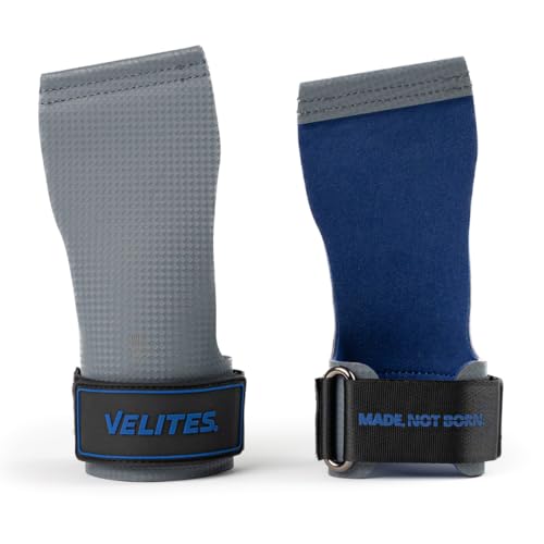 Velites - Official Crossfit® Games Quad Ultra Grips - No Chalk and Smooth Bars - Wristbands and Carry Bag Included - Pull-ups, Muscle-ups and Toes to bar - color: Grey, size: X-Large