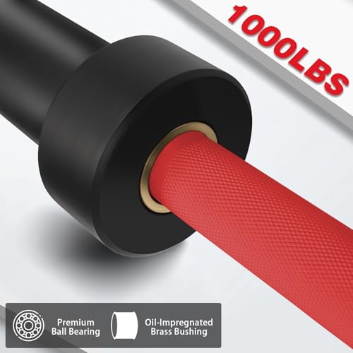 7ft Olympic Barbell for Strength Training, Olympic Weightlifting | 500 700 1000LBS Capacity, 2 Inch 45lb Weight Bar for Squat, Home Gym Fitness Equipment, Bench Press, Deadlift, Powerlifting - color: Red-1000LBS