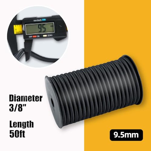 Marine Grade Bungee Cords Heavy Duty Outdoor - Bungee Cord Roll - 100% Stretch Elastic Cord and Absorbent Bungee Shock Cord for Kayak Deck, Camping, Crafting (3/8" x 50ft) - size: 3/8" x 50ft