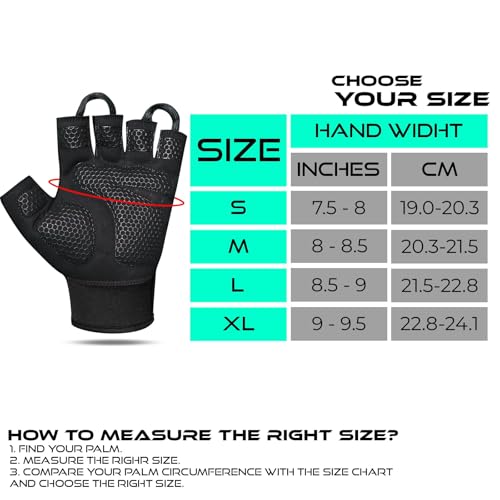 BEAST RAGE Workout Gloves for Men, Durable Palm Grip Gym Gloves Women Half Finger Elasticated Training Weight Lifting Strength Bodybuilding Anti Slip Cycling Gloves Exercise - color: Jet Black, size: Large