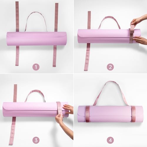 Trilancer Adjustable Yoga Mat Strap With Hook and Loop Closure, Yoga Mat Holder Carrier,and Organizing-Mat Not Included - color: Pink
