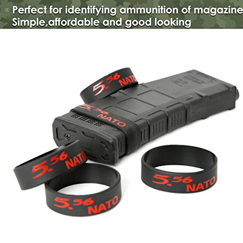 Aolamegs 5/10 Pack Magazine Bands - 5.56 Nato, 300 Blackout, 300 Subsonic, .223 Remington, .308 Winchester, 7.62x39 Magazine Marking Band, Durable Silicone Ammo Caliber Bands for Magazine Identification (2 Colors) - color: 5.56nato-blackred(10pcs)