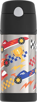 THERMOS FUNTAINER Water Bottle with Straw, 12oz, Hot Rods | Kids Stainless Steel Insulated Water Bottle, Keeps Drinks Cold Longer for School & Play, BPA-Free - color: Hot Rods, size: 12 Ounces