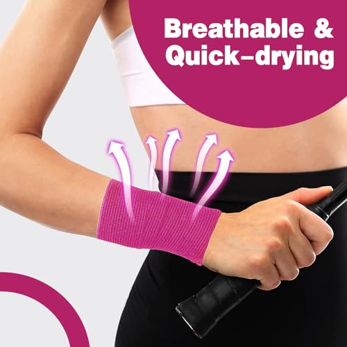 AZEN 16 Pack Self Adhesive Bandage Wrap Pink, 2" X 5 Yards Elastic Cohesive Bandage Wrap, Athletic Tape, Vet Wrap, Ankle Tape, Tattoo Grip Tape Wrap (Pink) - color: Pink, size: 2 Inch