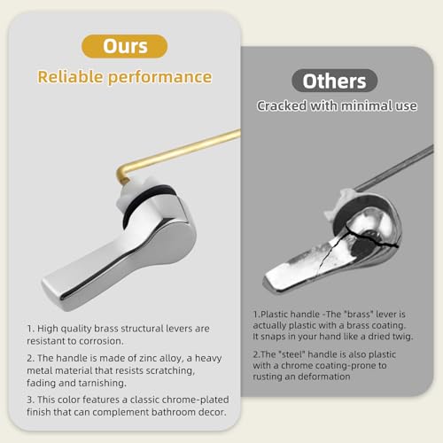 Universal Front Mount Metal Toilet Handle Replacement, Solid Brass, Chrome | Toilet Flush Handle Lever with Adjustable Stainless Steel Chain, Compatible with Kohler, American Standard, TOTO, Mansfield - color: Chrome, style: Front Mount Design