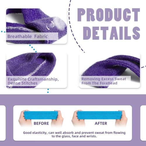 3 Pack Men & Women Sports Sweatbands Headbands - color: Rose red,Green,Purple