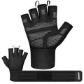 HOZMOZ Weight Lifting Gloves with Wrist Support, Gym Workout Gloves for Men Women, Full Palm 6mm Padded & Grip, Exercise Wrist Wraps for Weightlifting, Fitness, Strength Training - size: Large
