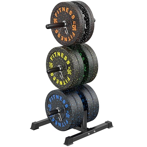 HANDBODE Weight Plate Rack with Barbell Storage, 1100 lbs Capacity | 6-Peg Vertical Holder for 1- or 2-Inch Plates, Heavy-Duty Organizer for Home Gym - style: 350 LB - Set with Rack