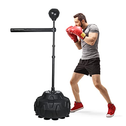 Solid Reflex Bag Boxing Speed Trainer Punching Bag Spinning Bar, Training Boxing Ball with Reflex Bar Free Standing, 45-80in Adjustable Height, for Adult