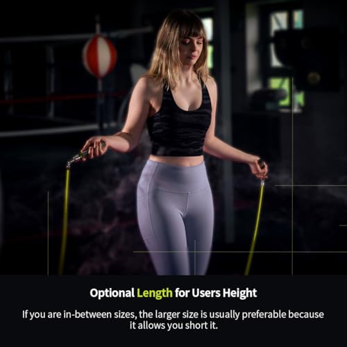 HEREROPE 1/4LB Weighted Jump Rope for Speed, Cardio, Boxing & Workout, Skipping Rope with Ball-bearing, Comfortable & Ergonomic Grip, Tangle Free Cable, Jump Ropes for Men Women Fitness - size: XL-9'6" (User Height 6'0"+ )