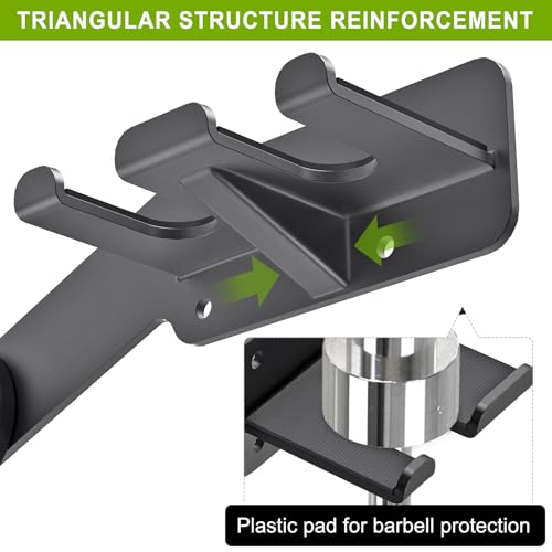 Wall Mounted Weight Plate Rack, Heavy Duty Olympic Barbell Holder & T Bar Row Landmine Attachment, 5 Pegs & 4 Barbell Storage, Space-Saving Home Gym Organizer - color: B. Mounted Weight Plate Rack
