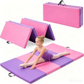 Gymnastics Mat, 3FTx6FT / 4FTx8FT 2" Thick Folding Kids' Gymnastic Tumbling Mat for Home Gym Exercise & Play - color: 3.5x6FT-Pink&Purple