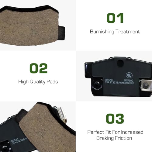 D537 Rear Ceramic Brake Pads Kits 4pcs for Acura CL 1997-1999, ILX 2013-2022, Integra 1998 2000-2001, RSX 2002-2006, TL TSX Vigor EL | Honda Accord Civic CR-Z Prelude S2000 | Suzuki Kizashi SX4 - size: D537