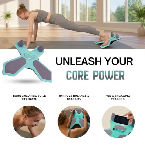 Plank Board,Wobble Balance Board for Core Workout,Push Up Board With Smart Phone Holder,Portable Pushup Board Training Equipment, Gym Accessories for Men & Women - color: Blue
