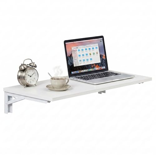 Need Wall Mounted Folding Table, 36x20 Inch Fold Down Wall Mount Desk Heavy Duty Small Folding Wall Table for Laundry, Home Office, Small Apartments, White & White Frame - color: White Desktop & White Folding Shelf Brackets, size: L36" * W20"