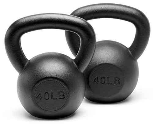 Powder Coated Solid Cast Iron Kettlebell Weights Set 5lb to 45lb Various Combination - color: Q-Black(40+40)lb