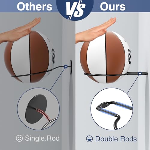 Ball Holder Wall Mount Set –Sports Ball Racks for Basketball, Soccer, Volleyball, Football – Wall Storage & Display for Sports Room - size: 4 pack