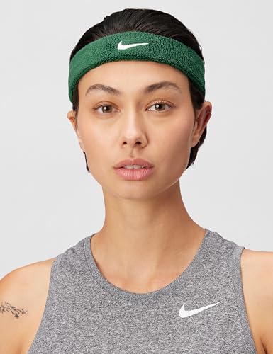 Nike Unisex Adult Swoosh Classic Headband - color: Gorge green/white
