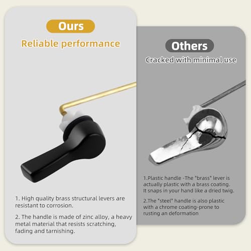 Universal Black Metal Toilet Handle Replacement, Solid Brass, Front Mount | Toilet Flush Handle Lever with Adjustable Stainless Steel Chain, Compatible with Kohler, American Standard, TOTO, Mansfield - color: Matte Black, style: Front Mount Design
