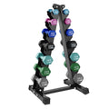 HolaHatha 1, 2 and 3 lb Neoprene Dumbbell Strength Training Weight Set with Rack - color: Blues, size: 146 LB