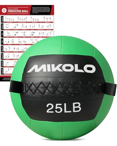 Mikolo Medicine Ball, Wall Ball,Soft Medicine Ball Set,Slam Ball for Core Training, Strength Workouts -Multi-Weight 10lbs 20lbs Exercise Balls for Home Gym, Functional Fitness (10/15/20/25LB) - style: 25lbs