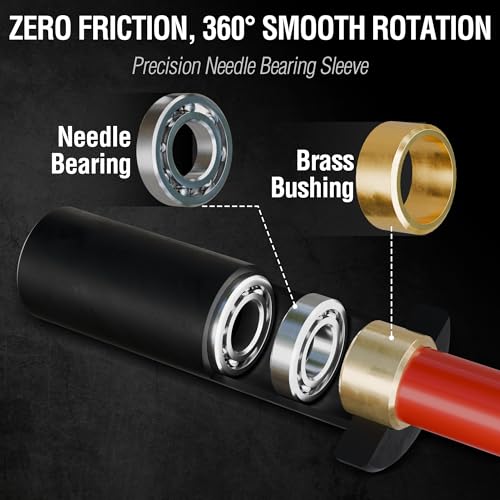 Mikolo EZ Curl Bar, 2 Inch Olympic Curl Bar for Biceps and Triceps, 47” Curling Bar with Knurled Grip, 700LB Barbell Bar with Multi-Angle Wrist-Friendly Design - color: Red - EZ Curl Bar - Bar Only