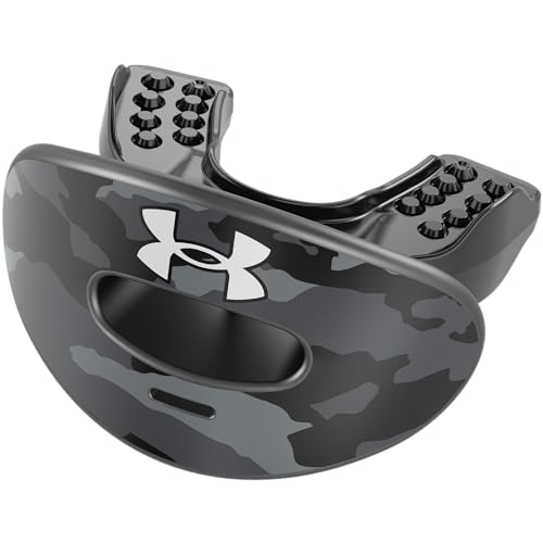 Under Armour Football Lip Guard - Mouthpiece with Strap, Full Mouth Protection for Braces - Black Camo - color: Black Camo