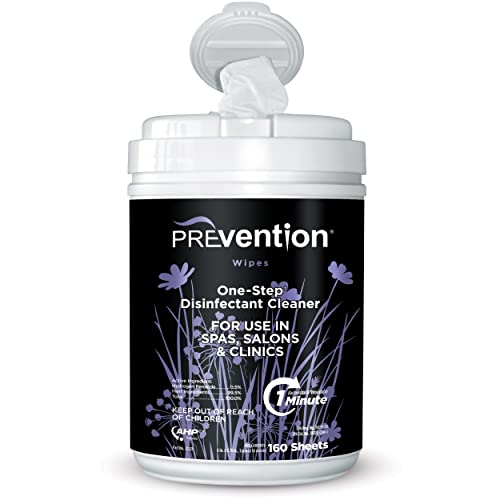 Prevention All Purpose Disinfectant Wipes – Canister of Cleaning Wipes for Salons, Spas, Wellness Centers and Yoga Studios – Hospital Grade Surface Sanitizing – 160 Count - size: Wipes Canister (1 Pack)