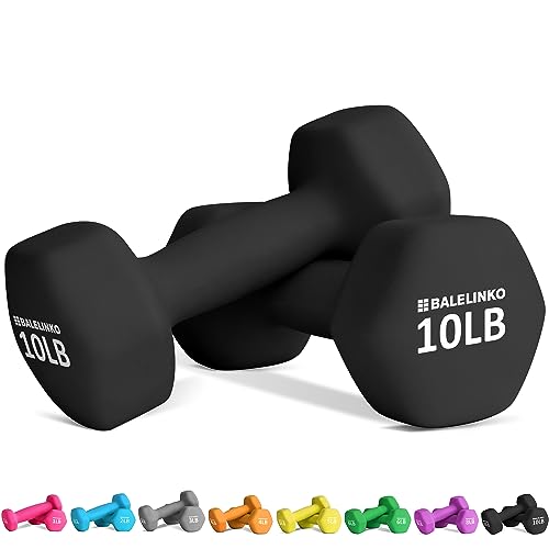 Balelinko Home Gym Equipment Workouts Strength Training Weight Loss Pilates Weights Yoga Sets Weights for Women, Men, Seniors and Youth - color: Black, style: 10 LB, Pair