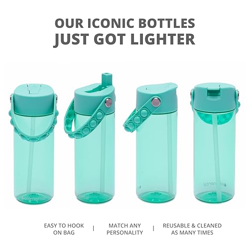 Elemental Leak Proof Water Bottles for Kids - Splash Kids Water Bottle for School with Pop-it Handle - Tritan Plastic Water Bottle with Straw - Mermaid & Robin's Egg - 18oz (2 Pack) - color: Duo - Mermaid Rose / Robin's Egg (Magic Tide)