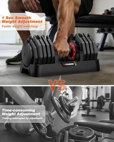 Rendpas Adjustable Dumbbells Set 25/55/80lbs, 10-in-1/16-in-1 Free Weights Set, 1-Second Quick Adjust,Space-Saving Home Gym Strength Training for Men Women - size: 55LBS Pair-10 Weights