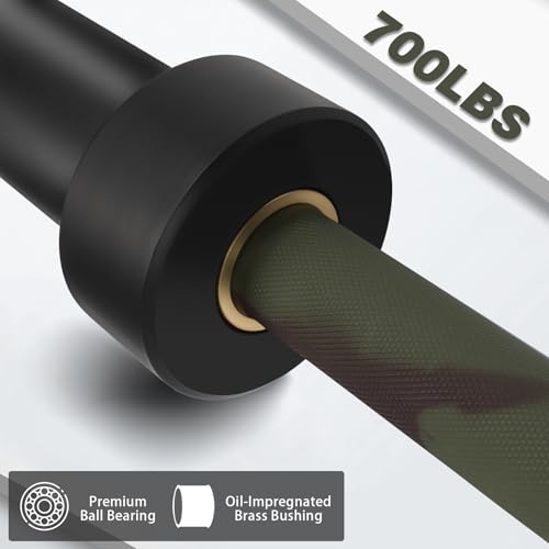 7ft Olympic Barbell for Strength Training, Olympic Weightlifting | 500 700 1000LBS Capacity, 2 Inch 45lb Weight Bar for Squat, Home Gym Fitness Equipment, Bench Press, Deadlift, Powerlifting - color: Camo-700LBS